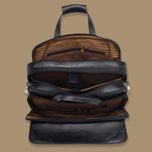 Atharv Black Multi Compartment Laptop bag Mozri